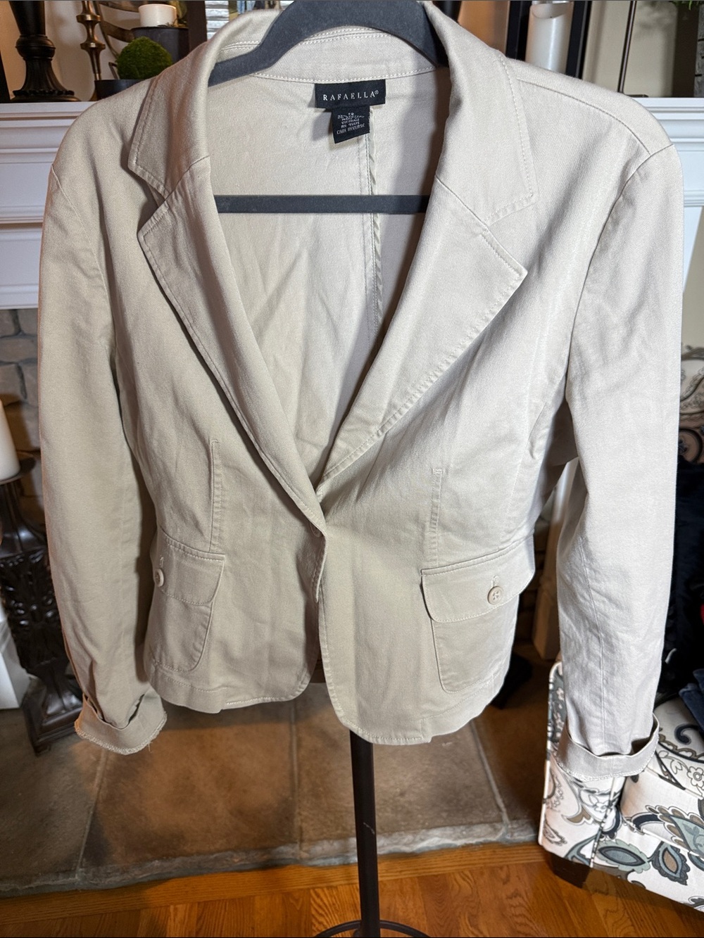 Rafaella Neutral Cream Tailored Cotton Blazer